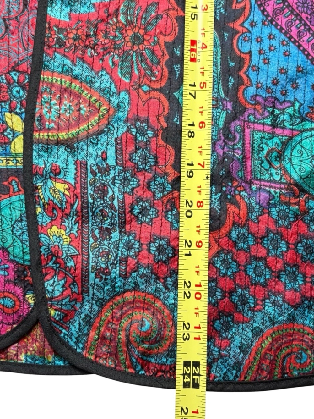 Chico's Vintage 100% Silk Paisley Art-to-Wear Open Front Jacket Size 1 (Medium) - Picture 7 of 9